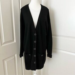 Vintage Lorry G. Merino Wool Black Cardigan DIY Potential-Oversized Small